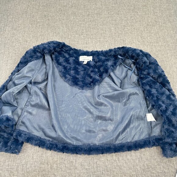 NEW! Robbi‎ Bee Open Cardigan Top Navy Soft Plush PS Polyester Half Sleeves $49 - Picture 5 of 13